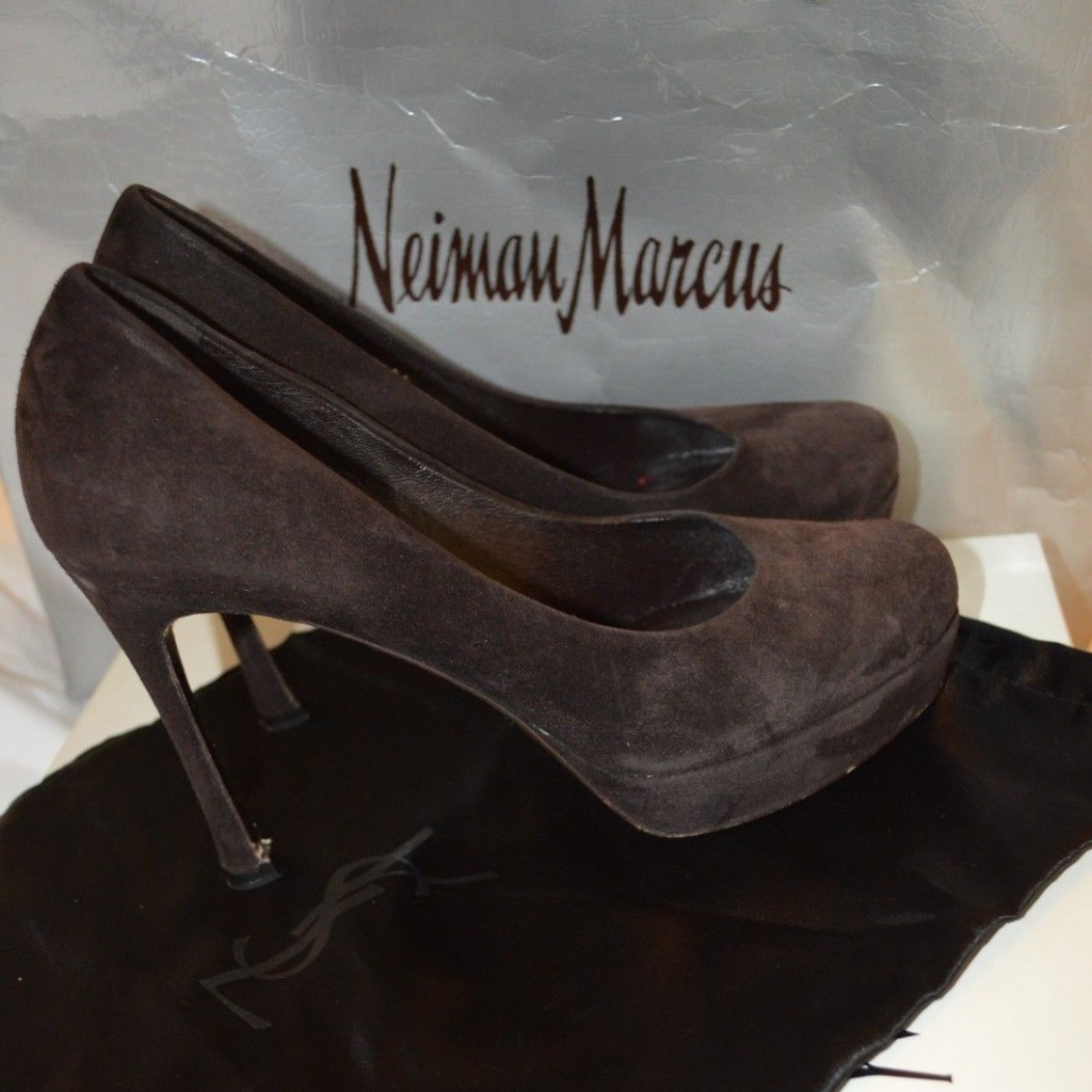Ysl Yves Saint Laurent Palais Brown Suede Pumps